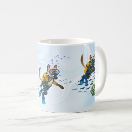 スクーバキャットは水中ダイビング中 コーヒーマグカップ (正面右)