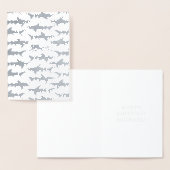 スクーバダイバーがサメと泳ぐ誕生日や新しい仕事 箔カード (ディスプレー)