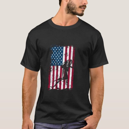 スクーバダイビング アメリカ国旗 すばらしいダイバー Tシャツ (正面)