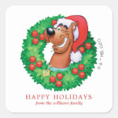 スクービーインクリスマスリースパーソナライズされた-  スクエアシール (正面)