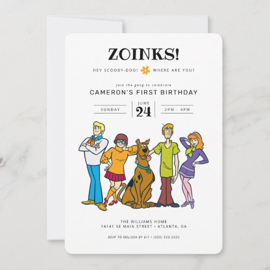 スクービードゥーと集団Groovy誕生日 招待状 (正面)