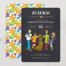 スクービードゥーと集団Groovy Chalkboard誕生日 招待状