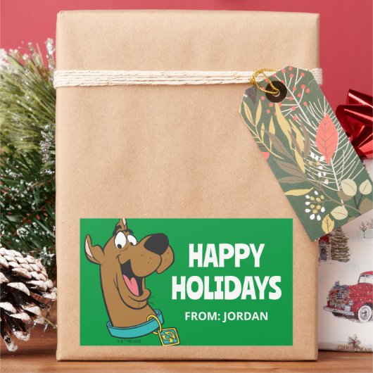 スクービードゥーハッピー顔 |パーソナライズされた | 長方形シール (クリスマス)