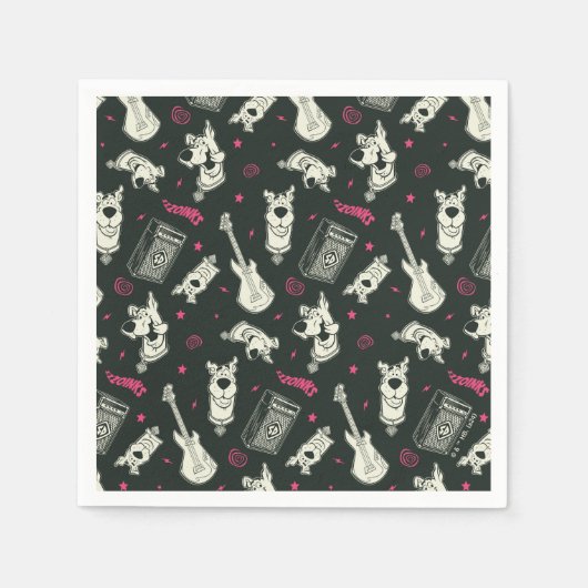 スクービードゥーパンクギターとアンプパターン スタンダードカクテルナプキン (正面)