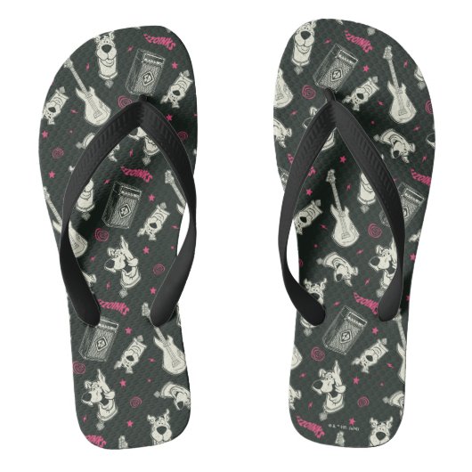 スクービードゥーパンクギターとアンプパターン ビーチサンダル (フットベッド)