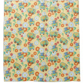 スクービードゥーミステリーマシン花模様 シャワーカーテン (正面)