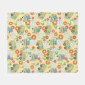 スクービードゥーミステリーマシン花模様 フリースブランケット (正面(横))