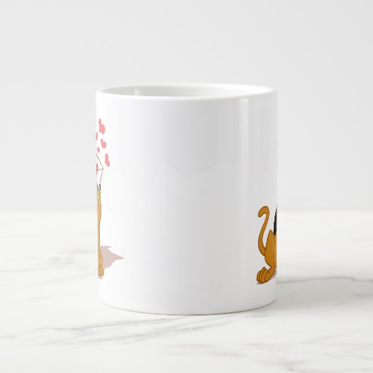 スクービードゥー – バレンタインの封筒を持つ ジャンボコーヒーマグカップ (正面)