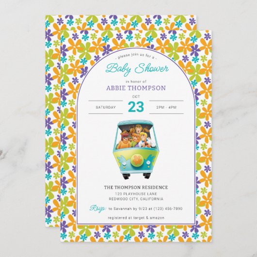 スクービードゥー&ミステリーマシンベビーシャワー 招待状 (正面/裏面)