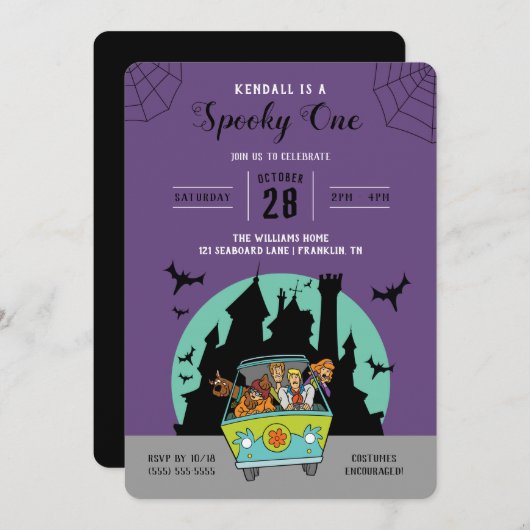 スクービードゥー |不気味ハロウィーン誕生日 招待状 (正面/裏面)
