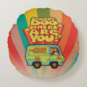 スクービードー "どこにいるの?" レトロ漫画バン ラウンドクッション