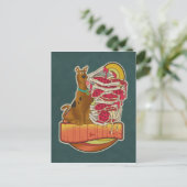 スクービードー |山積みのピザ「ミュンシー」のグラフィック ポストカード (スタンド正面)