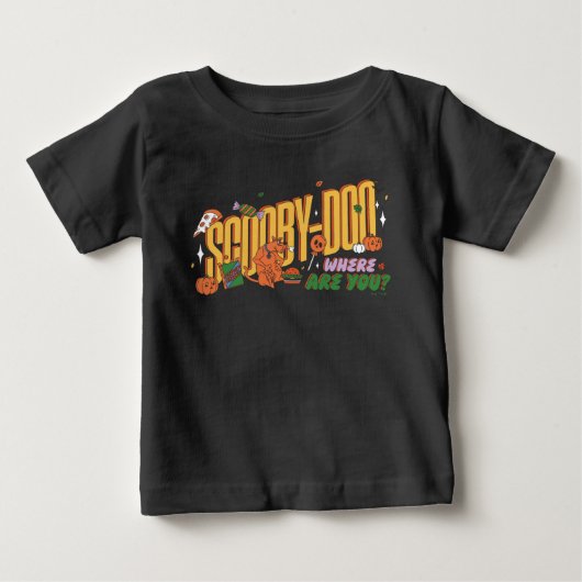スクービー・ドゥーのハロウィン スナック ロゴ ベビーTシャツ (正面)
