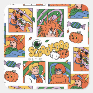 スクービー・ドゥー ハロウィーン フォト パターン スクエアシール