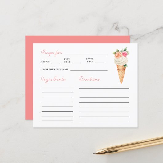 スクープされたブライダルシャワーレシピカード (正面/裏面インサイチュ)