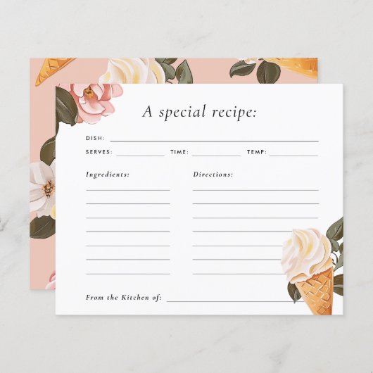 スクープされたブライダルシャワーレシピカード (正面/裏面)