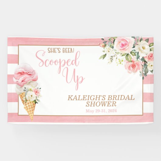 スクープされてストライプブライダルシャワー 横断幕 (横)