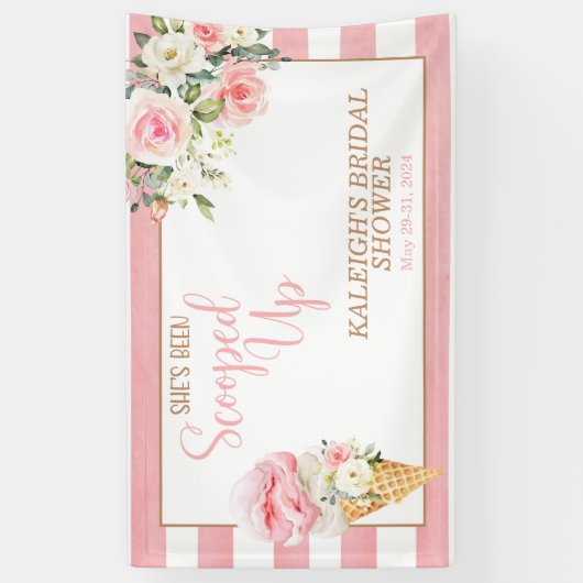 スクープされてストライプブライダルシャワー 横断幕 (縦)