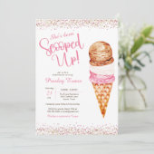 スクープしたアイスクリームピンク&ホワイトブライダルシャワー 招待状 (スタンド正面)