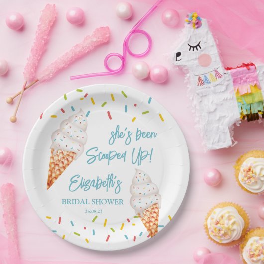 スクープしたアイスクリームブライダルシャワーパーソナライズされたpa ペーパープレート (パーティー)