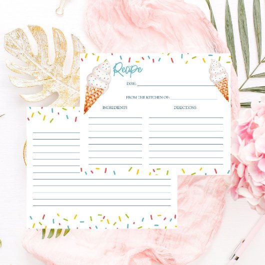 スクープしたアイスクリームブライダルシャワーレシピカード