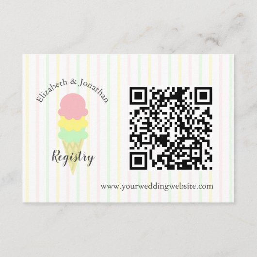 スクープしたアイスクリームブライダルシャワー名簿 エンクロージャーカード (正面)