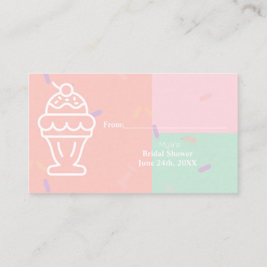 スクープしたアイスクリームブライダルディスプレイシャワー エンクロージャーカード (裏面)