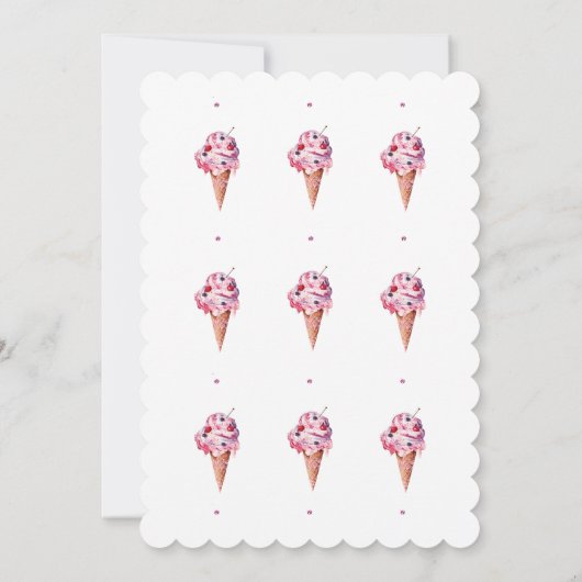 スクープしたピンクのグリッターアイスクリームブライダルシャワー 招待状 (裏面)