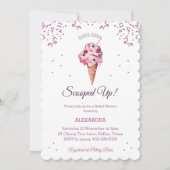 スクープしたピンクのグリッターアイスクリームブライダルシャワー 招待状 (正面)