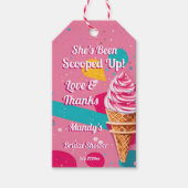 スクープしたピンクのレトロなアイスクリームブライダルシャワーファボ ギフトタグ (正面)