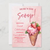 スクープだ!ピンクアイスクリームバースデーパーティー 招待状 (正面)