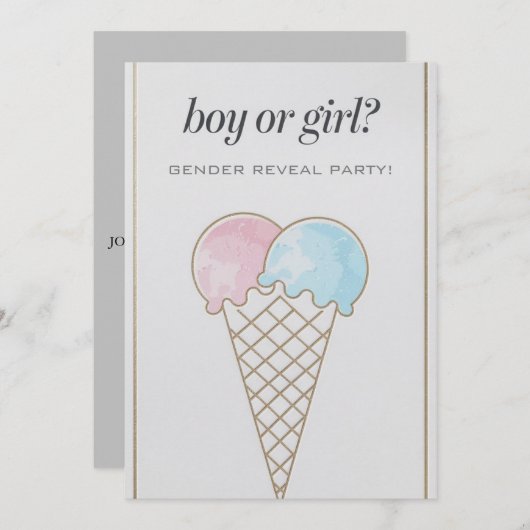 スクープのアイスクリームの性別が明らかにするもの 招待状 (正面/裏面)