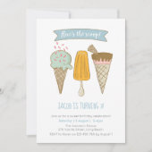 スクープのアイスクリームの誕生日の招待状はこちら 招待状 (正面)