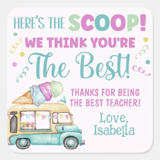 スクープのアイスクリームをありがとう スクエアシール (正面)