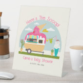 スクープのアイスクリームキャンパー女の子ベビーシャワー 台座サイン (インサイチュ)