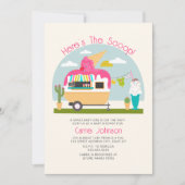スクープのアイスクリームキャンパー女の子ベビーシャワー 招待状 (正面)