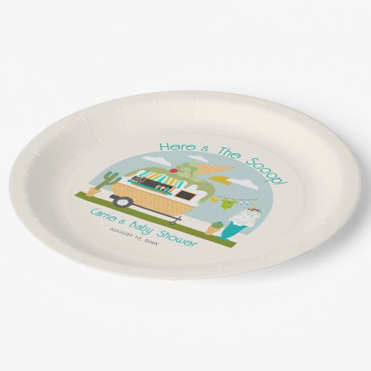 スクープのアイスクリームキャンパー男の子の赤ちゃんシャワー ペーパープレート (アングル)