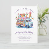 スクープのアイスクリームコーンキッド誕生日 招待状 (スタンド正面)