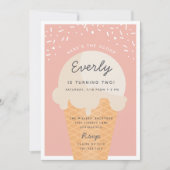 スクープのアイスクリームコーン子供の誕生日パーティー 招待状 (正面)