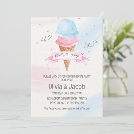 スクープのアイスクリームジェンダーがパーティーを明かす 招待状 (スタンド正面)