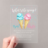 スクープのアイスクリームジェンダーのパーティー アクリル招待状 (インサイチュ (ポータブル))