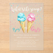 スクープのアイスクリームジェンダーのパーティー アクリル招待状 (正面)