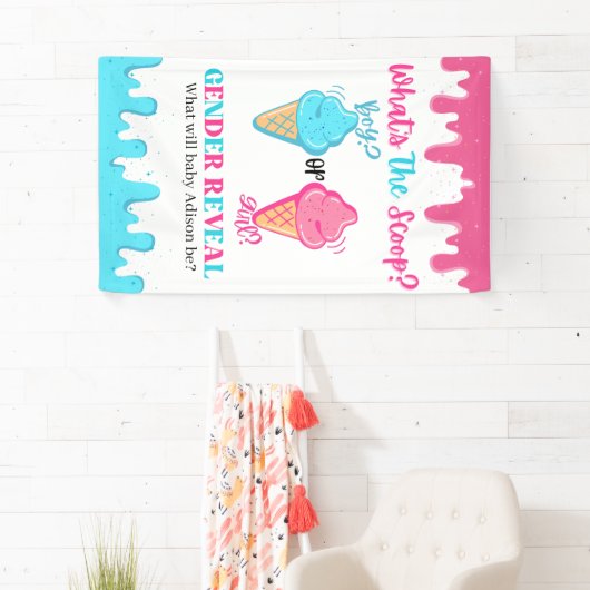 スクープのアイスクリームジェンダーのリビールバナー 横断幕 (インサイチュ)