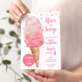 スクープのアイスクリームバースデーパーティー招待状 招待状