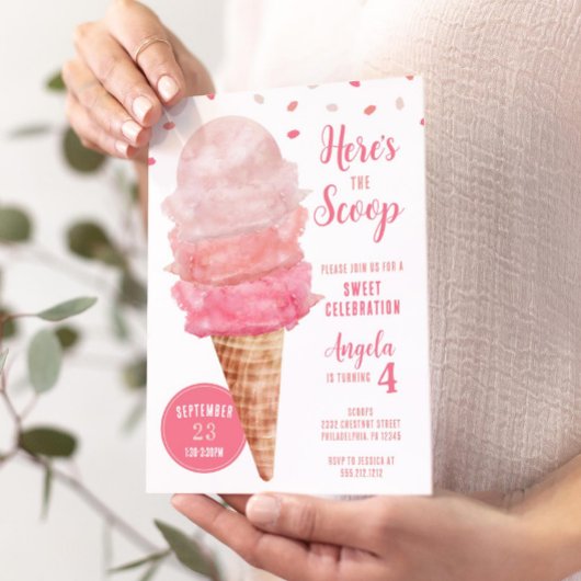 スクープのアイスクリームバースデーパーティー招待状 招待状