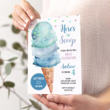 スクープのアイスクリームバースデーパーティー招待状