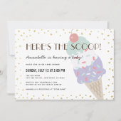 スクープのアイスクリームパープルベビーシャワー 招待状 (正面)