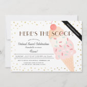 スクープのアイスクリームピンクのバーチャル誕生日 招待状 (正面)