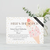 スクープのアイスクリームピンクのバーチャル誕生日 招待状 (スタンド正面)