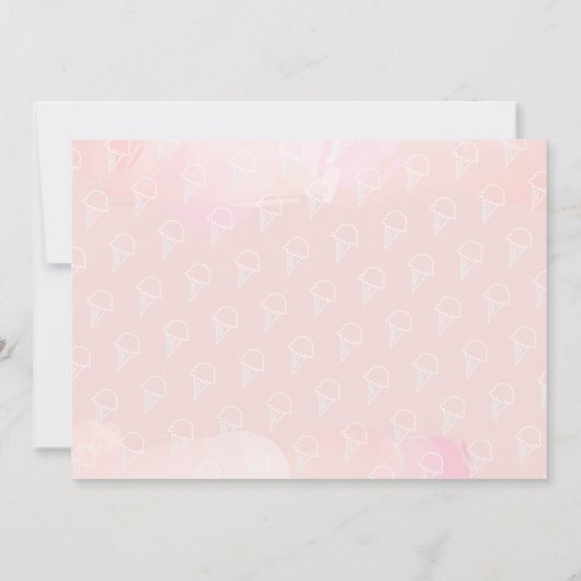 スクープのアイスクリームピンクのバーチャル誕生日 招待状 (裏面)